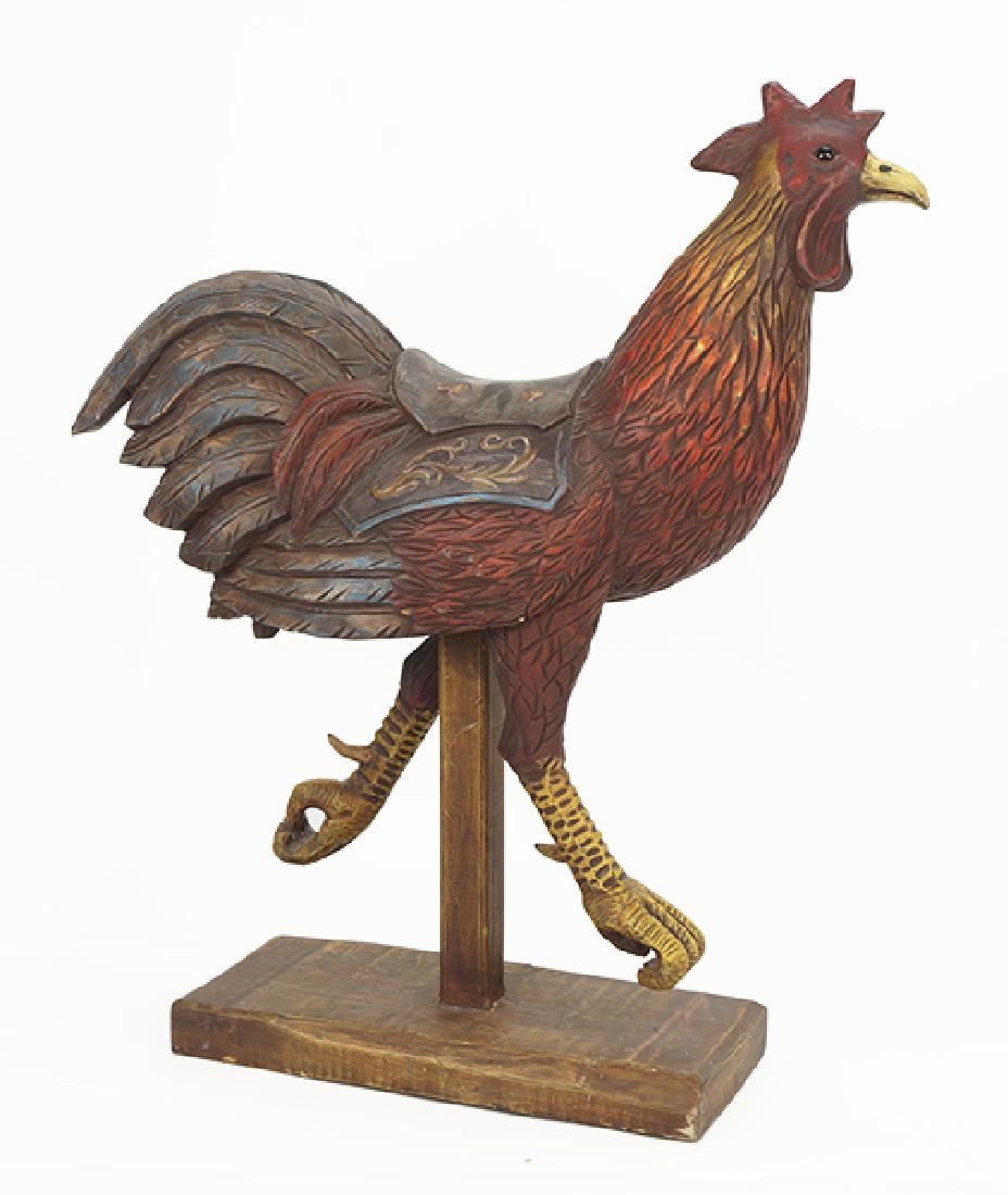 A Folk Art Style Carved and Painted Wood Rooster. (1 of 1)