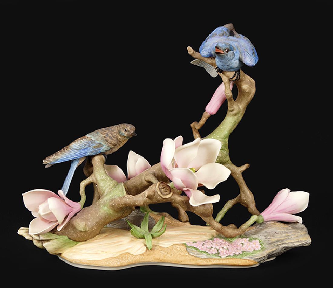 A Boehm Porcelain Figure Of Bluebirds. (1 of 1)