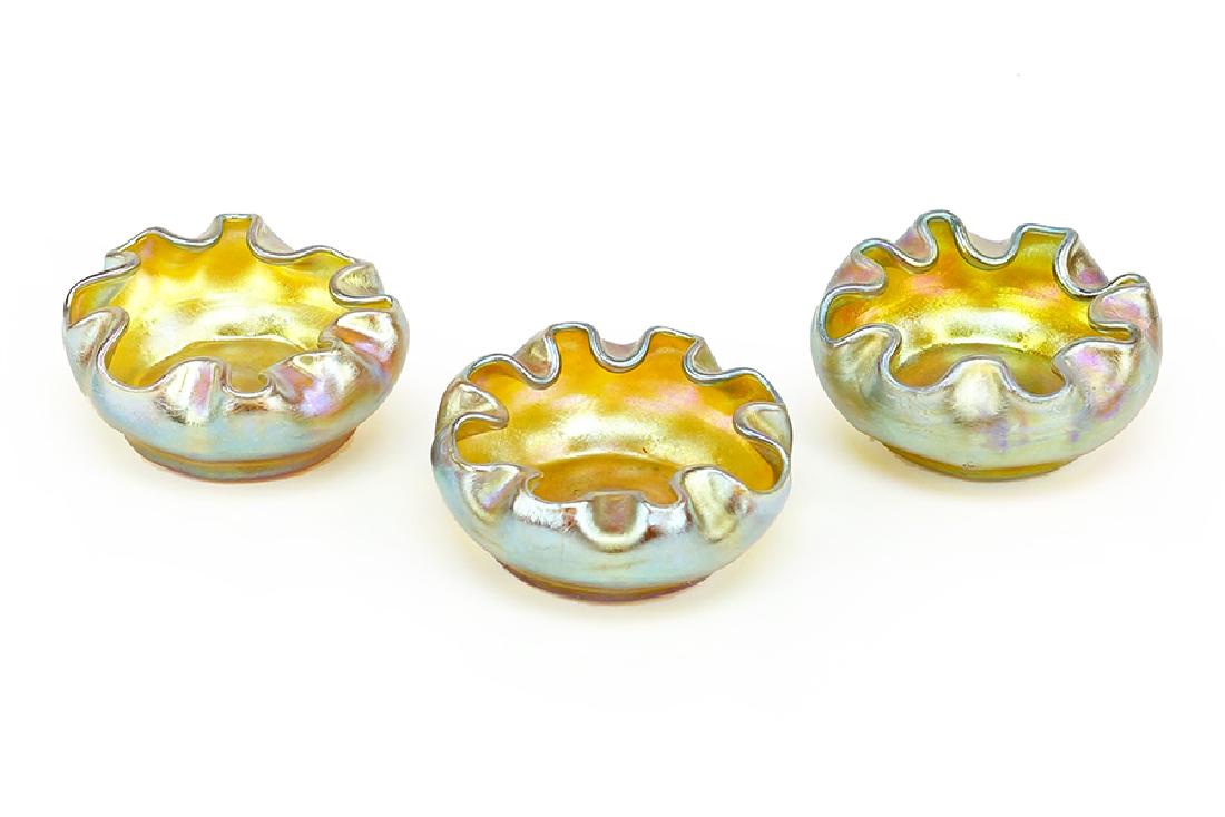 Three Favrile Glass Salt Cellars. (1 of 1)