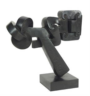 Sorel Etrog (Romanian, 1933-2014) Title Unknown.: Sorel Etrog (Romanian, 1933-2014) Title Unknown. Bronze sculpture with black patina, stamp signed on base and stamp numbered 4/7 24" x 25.5" x 9.5"