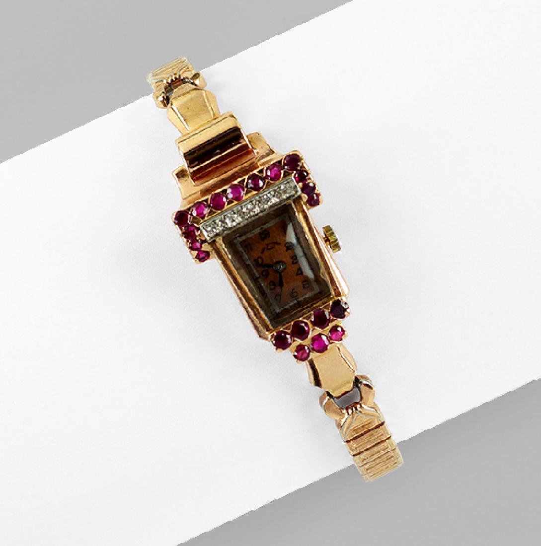 A Retro Ruby & Diamond Watch. (1 of 1)