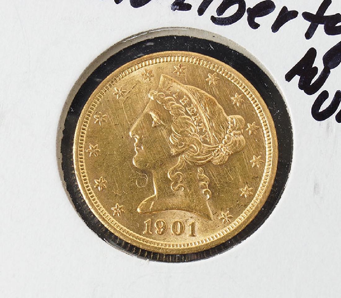 1901 S $5 Liberty Head Half Eagle Gold Coin. (1 of 1)