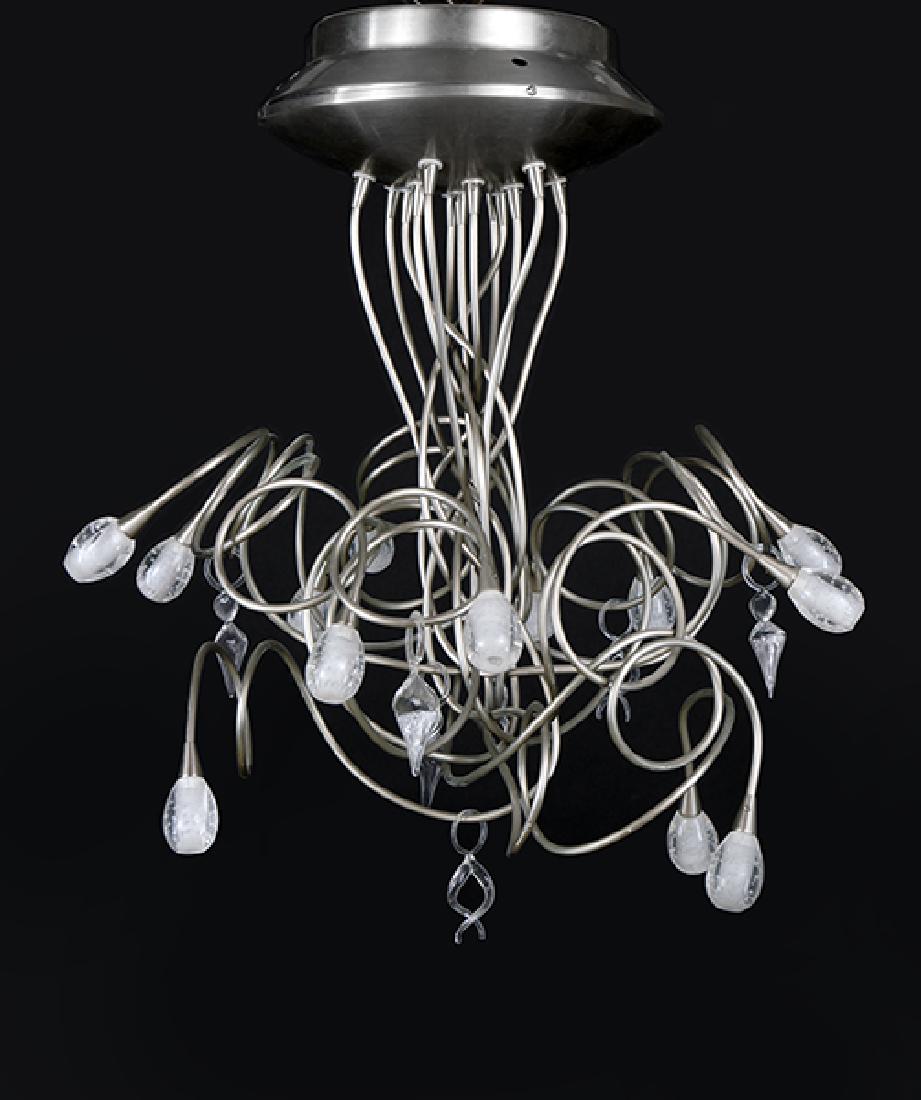 A Contemporary Brushed Metal and Glass Fixture. (1 of 1)