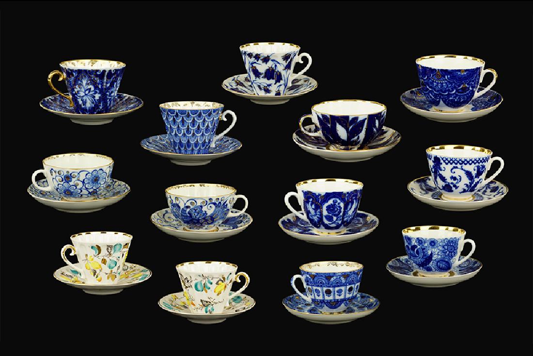 A Collection of Russian Lomonosov Porcelain Teacups and (1 of 1)