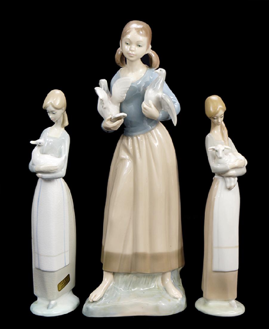 Three Glazed Porcelain Figures of Young Girls. (1 of 1)
