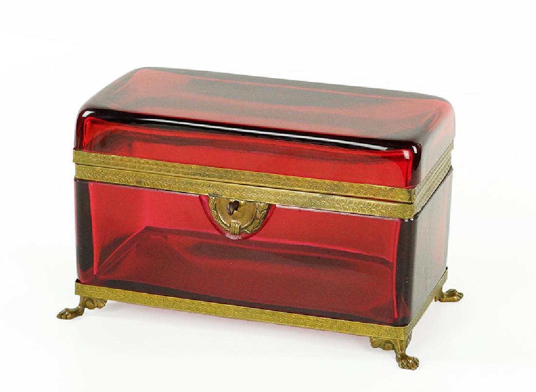 A Ruby Glass Table Casket. (1 of 1)