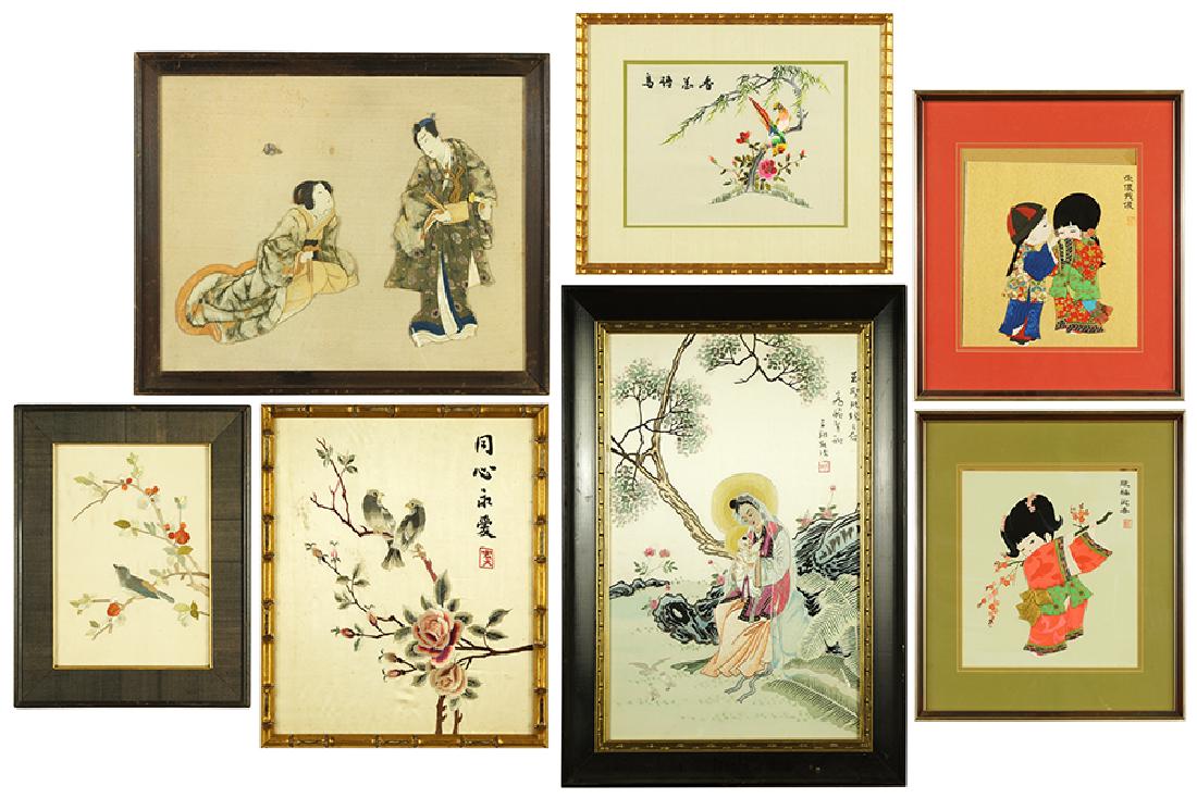 A Collection of Asian Framed Items. (1 of 1)