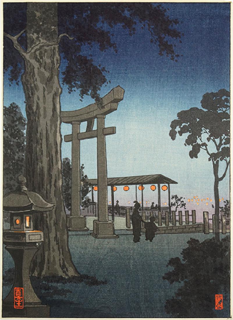 Tsuchiya Koitsu (Japanese, 1870-1949) Nippori.: Tsuchiya Koitsu (Japanese, 1870-1949) Nippori. Color woodblock print. Bearing to red seals in the lower corners. Unframed Sheet: 9.75" x 7"