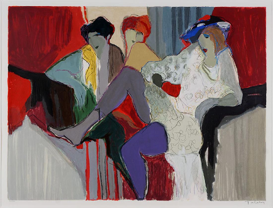 Itzchak Tarkay (Israeli, 1935-2012) Behind the Curtain. (1 of 1)