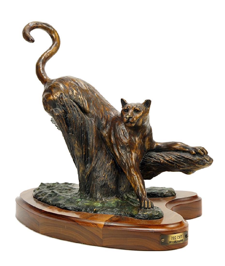 Carl Wagner (American, 1938-2011) Big Cat.: Carl Wagner (American, 1938-2011) Big Cat. Polychrome bronze sculpture, inscribed 'Big Cat' Carl Wagner, dated 1994, and numbered 13/25 on the base. Set on a wooden base Overall Height: 17.25", Bronze