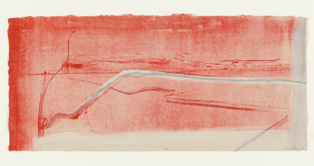 Michael Stein (American, 20th Century) Title Unknown.: Michael Stein (American, 20th Century) Title Unknown. Monotype, pencil signed lower right and dated '83 13.75" x 30" Frame: 21.25" x 37.5"