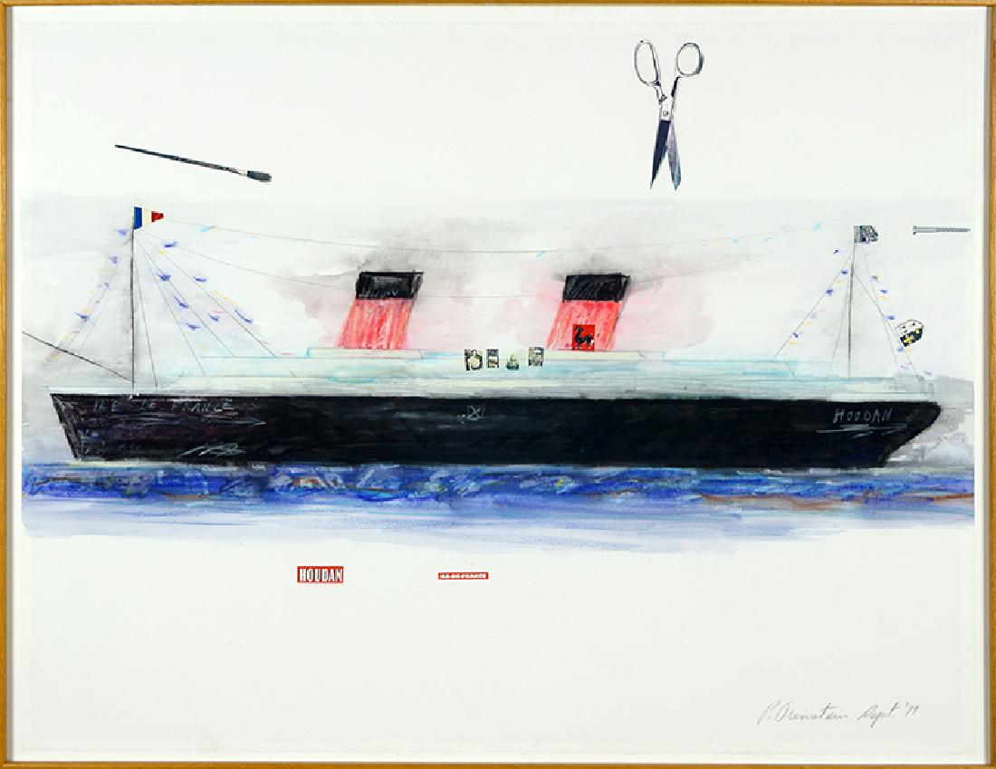Philip Orenstein (French-American, B. 1938) Ile de: Philip Orenstein (French-American, B. 1938) Ile de France. Pastel and photo transfers, signed lower right and dated Sept. '79 38" x 50" Frame: 41.25" x 53"