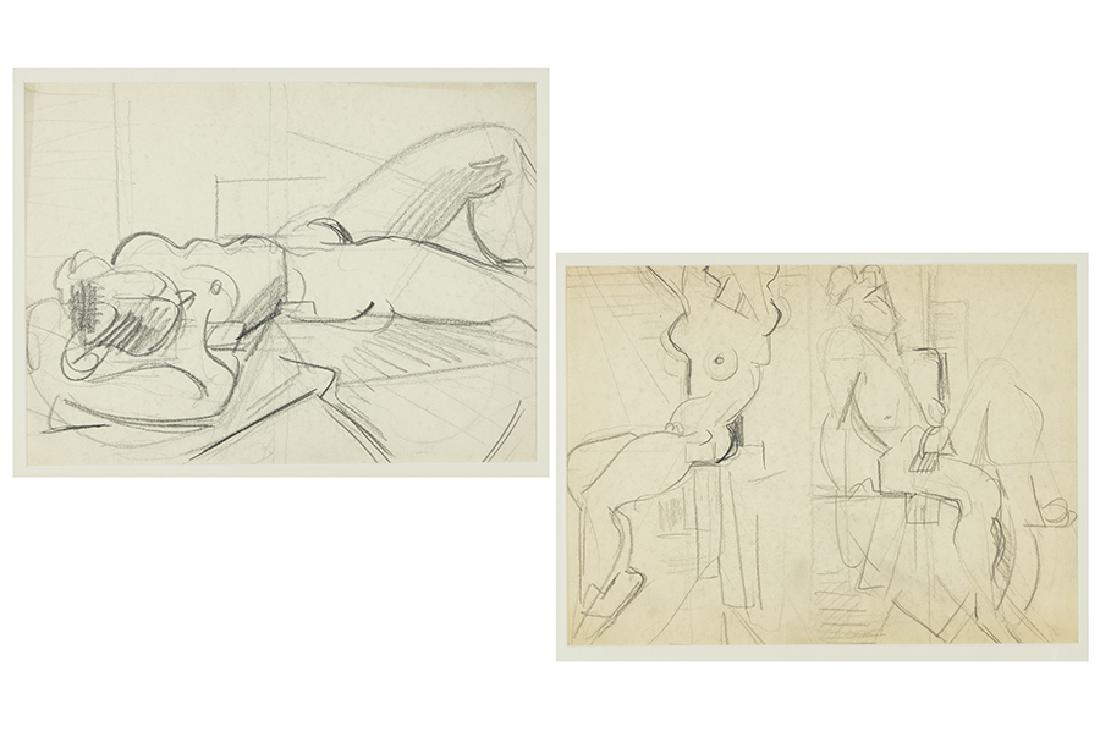 Edgar A. Rupprecht (American, 1889-1954) Two Works.: Edgar A. Rupprecht (American, 1889-1954) Two Works. 'Reclining Nude' and 'Two Nudes', pencil and crayon on paper. Provenance: Estate of the Artist; R.H. Love Galleries, Chicago Each: 8.5" x 11.5" Fram