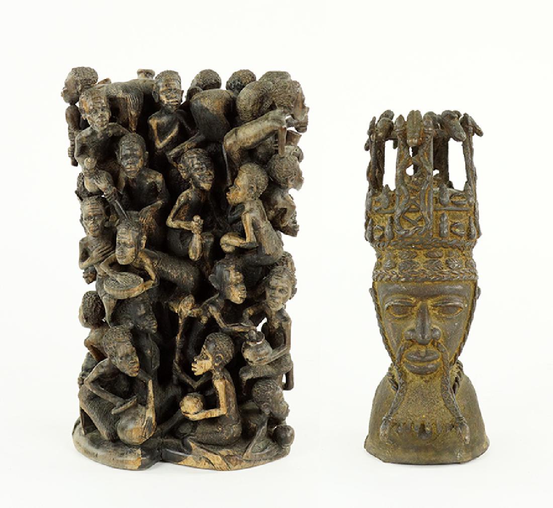 An African Carved Wood Figural Group. (1 of 1)