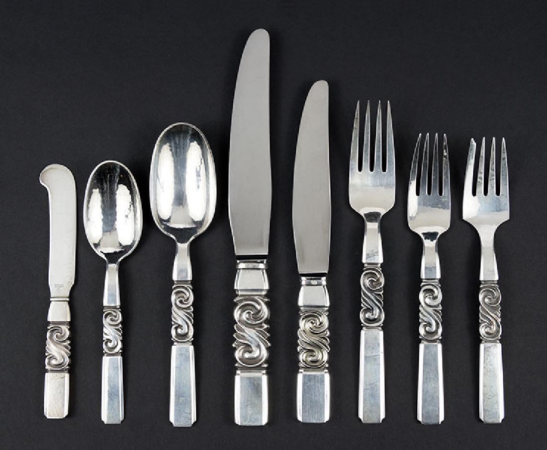 A Georg Jensen Sterling Silver Flatware Service. (1 of 1)