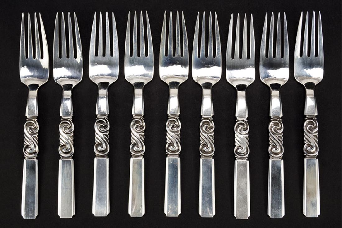 A Set of Nine Georg Jensen Sterling Silver Dinner (1 of 1)