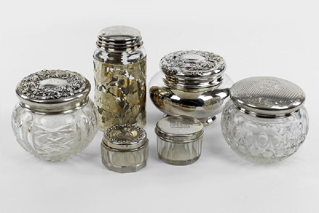 Four Sterling Silver and Crystal Vanity Jars. (1 of 1)