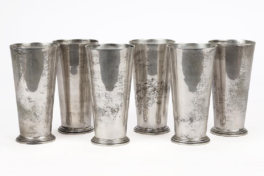 A Set of Six Mexican Sterling Silver Cups. (1 of 1)