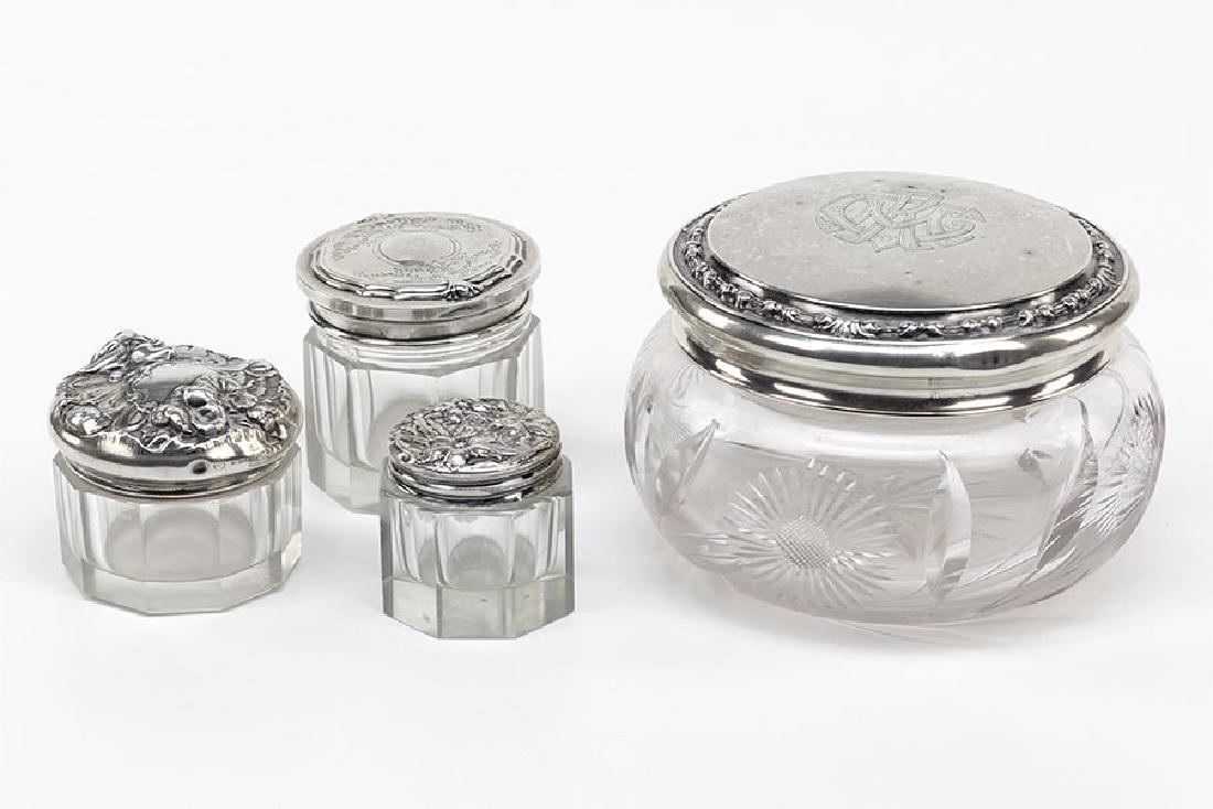 A Sterling Silver Covered Crystal Vanity Jar. (1 of 1)