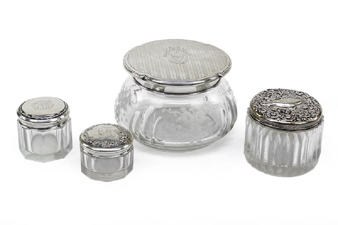 A Sterling Silver Covered Crystal Vanity Jar. (1 of 1)