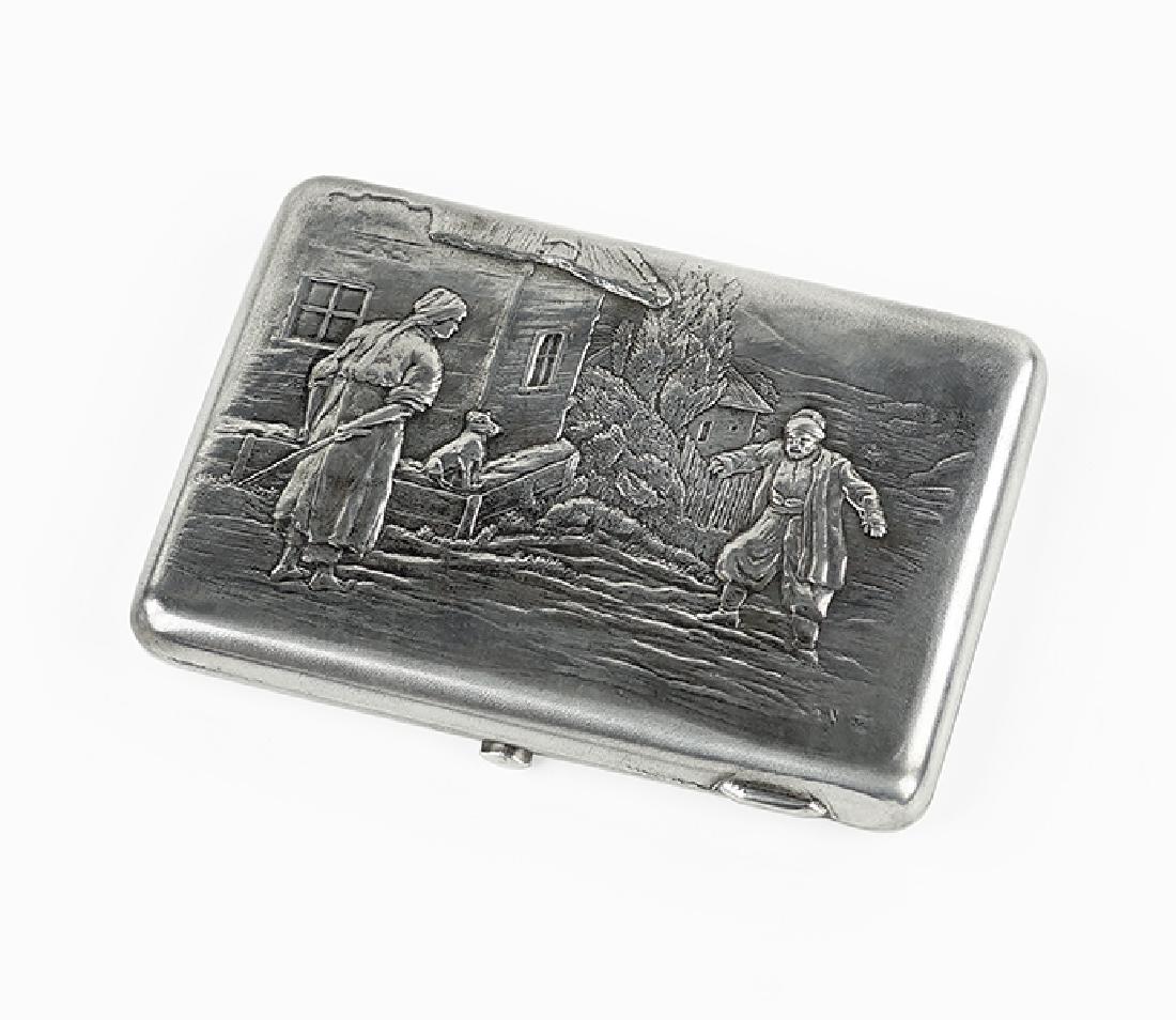 A Russian .84 Silver Cigarette Case. (1 of 4)