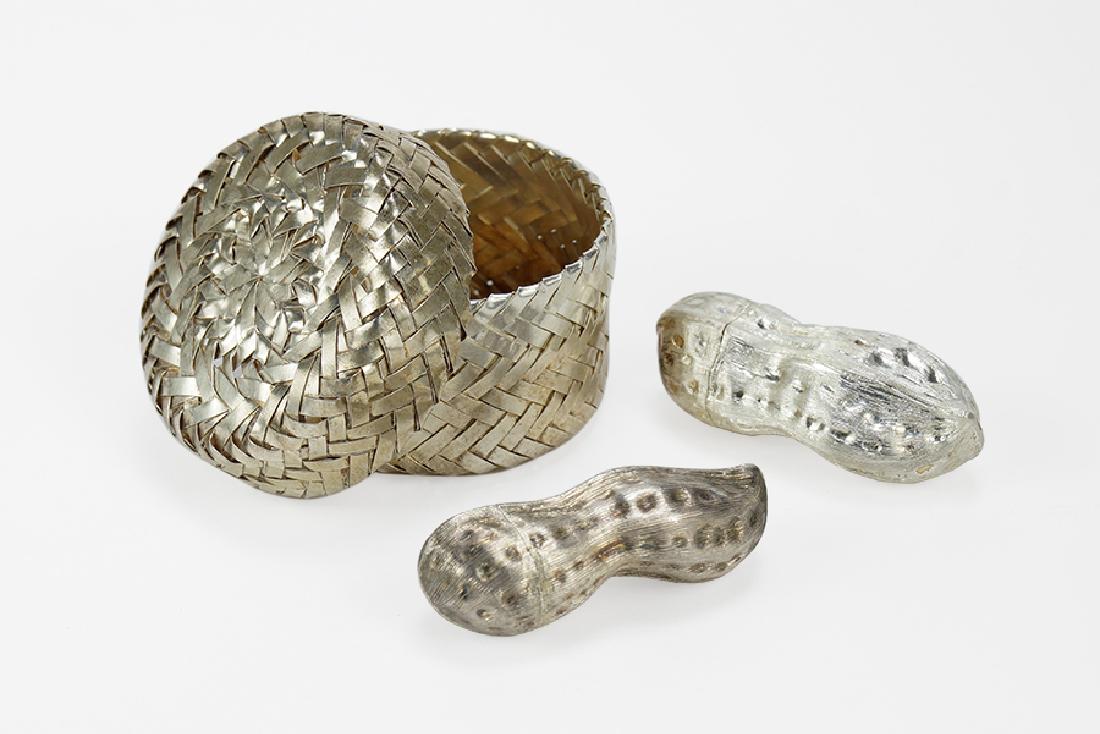 Two Mexican Sterling Silver Peanut Form Boxes. (1 of 1)