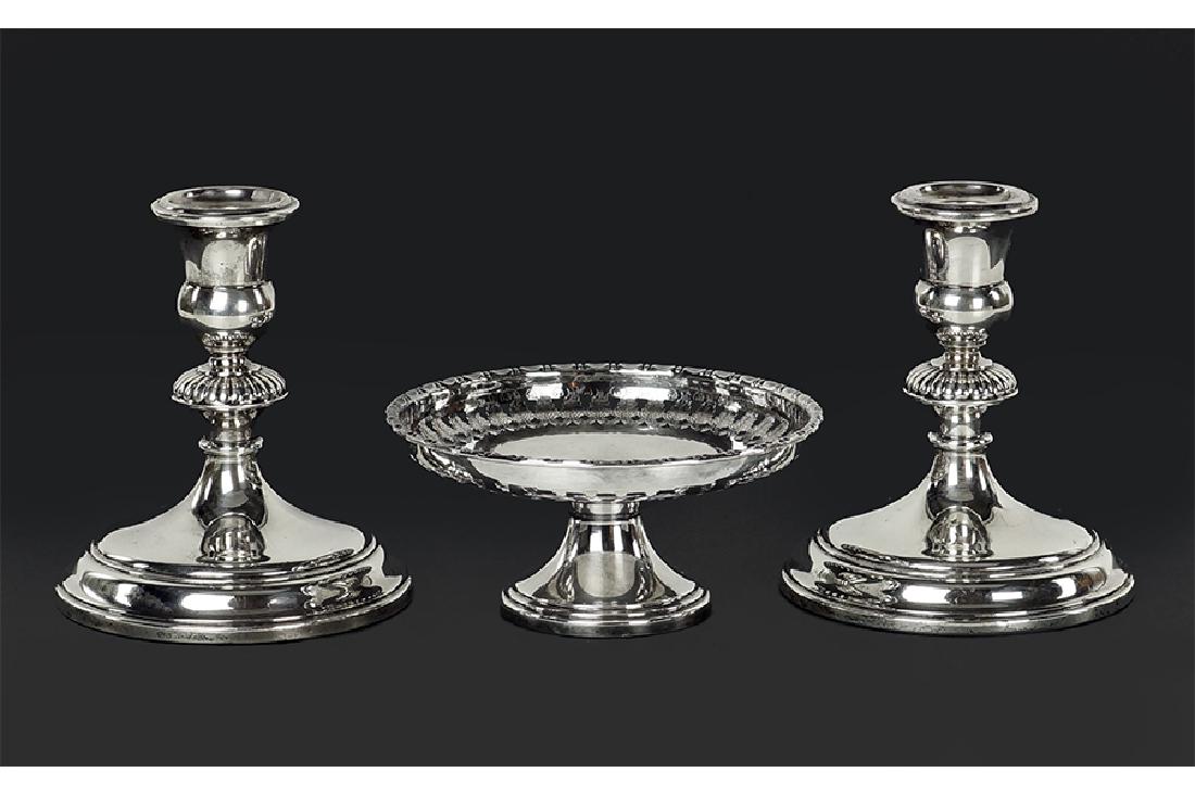 A Pair Of Weighted Sterling Silver Low Candlesticks. (1 of 1)
