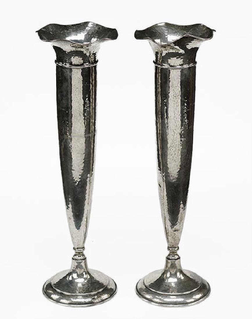 A Pair of American Sterling Silver Trumpet Vases. (1 of 1)