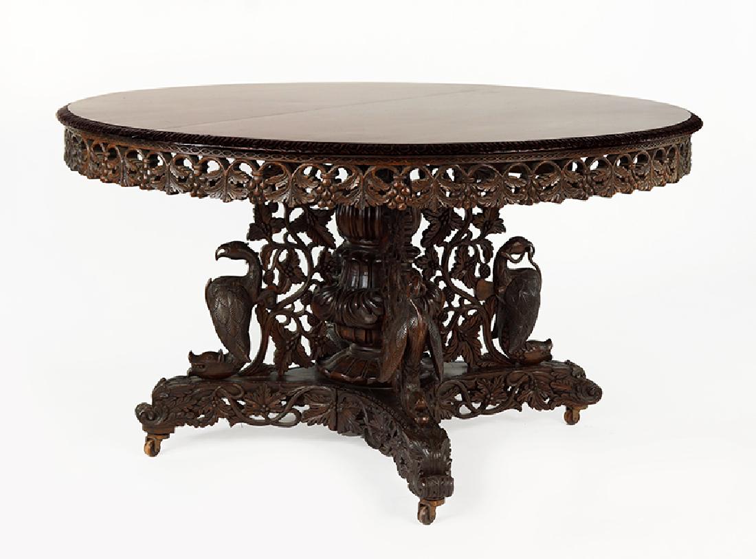 A Continental Carved Mahogany Center Table. (1 of 1)