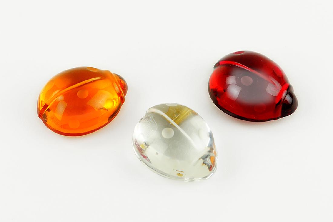 A Set Of Three Baccarat Ladybugs. (1 of 1)