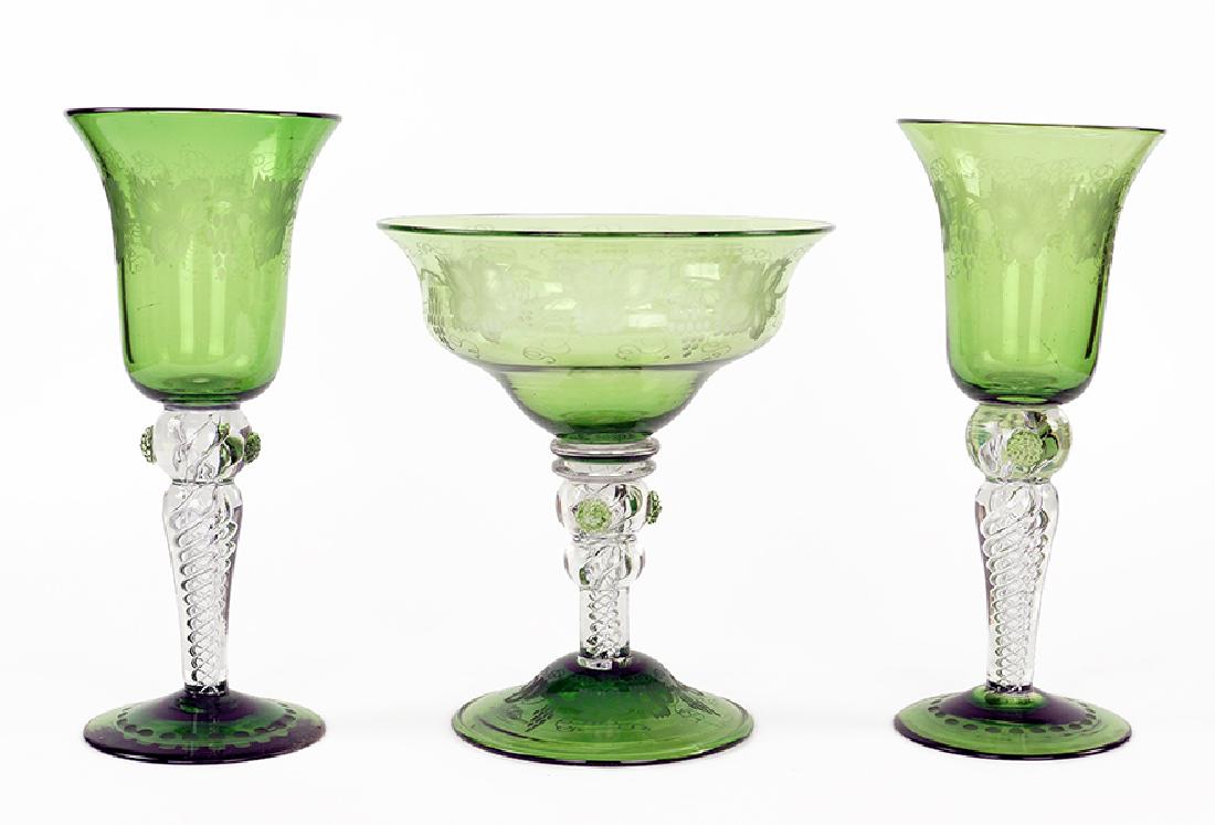 A Three-Piece Venetian Glass Console Set. (1 of 1)