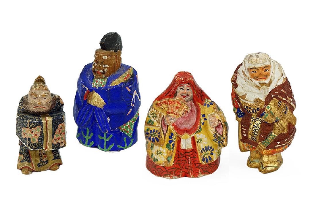 Four Ittobori Figural Netsukes. (1 of 1)