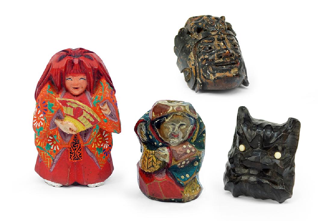 A Carved Wood Mask Netsuke Depicting Ryoo, from the (1 of 1)