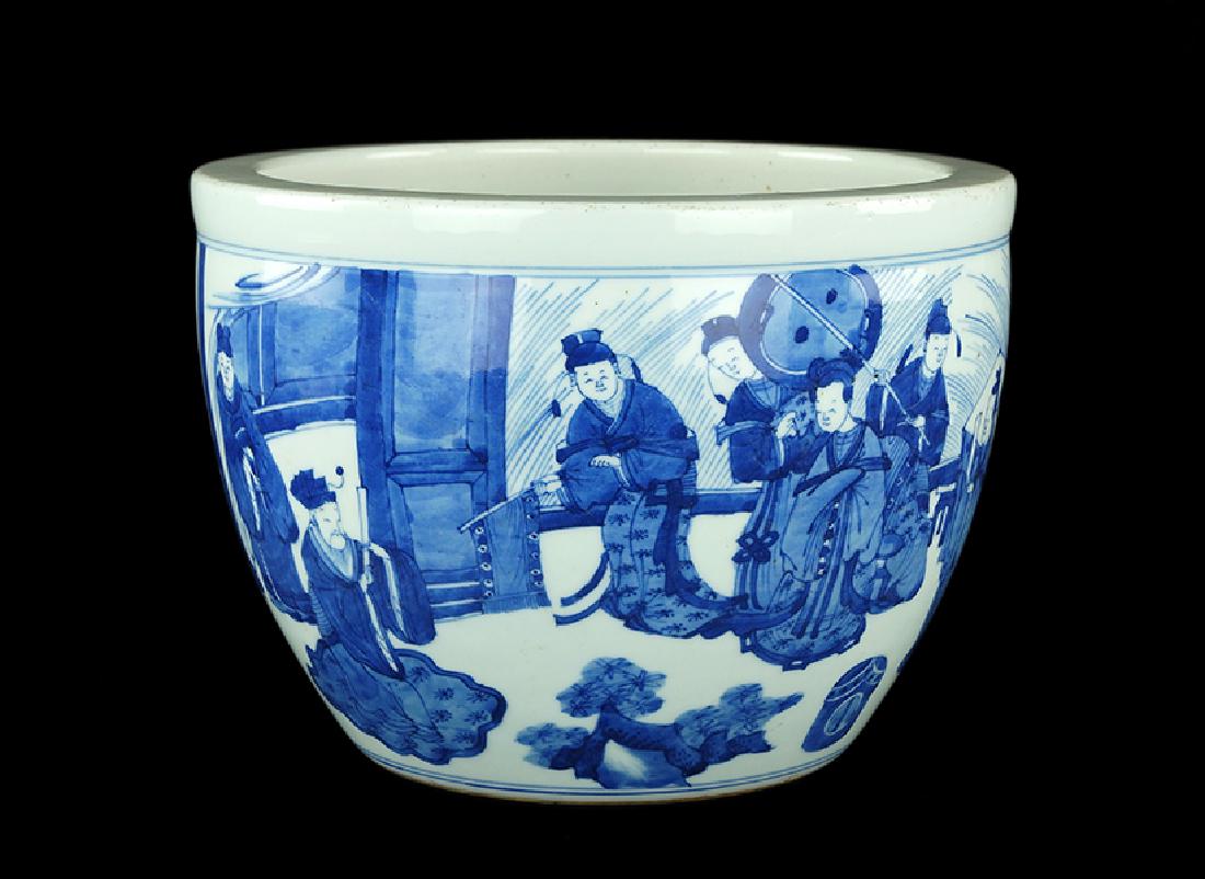 A Chinese Blue and White Porcelain Cache Pot. (1 of 1)