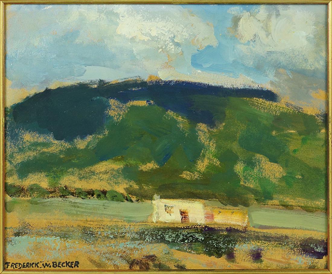 Frederick W. Becker (American, 1888-1974) Hillside.: Frederick W. Becker (American, 1888-1974) Hillside. Oil on panel. Signed lower left Sight: 8" x 10" Frame: 14.25" x 16"