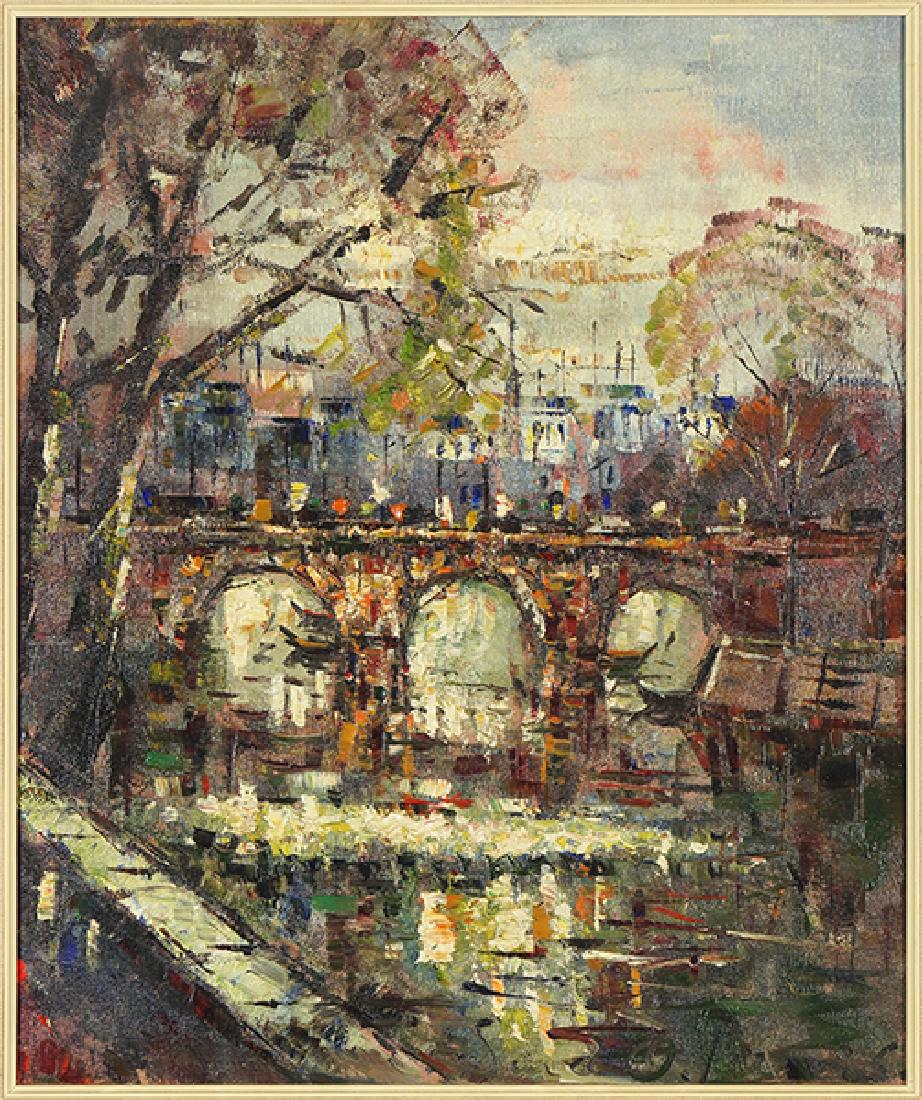 Svend Oluf Kramer (Norwegian, 1919-2010) The Seine,: Svend Oluf Kramer (Norwegian, 1919-2010) The Seine, Paris. Oil on canvas, signed lower right and dated 'Paris '62'; signed and dated en verso 24" x 20" Frame: 30.75" x 26.75"