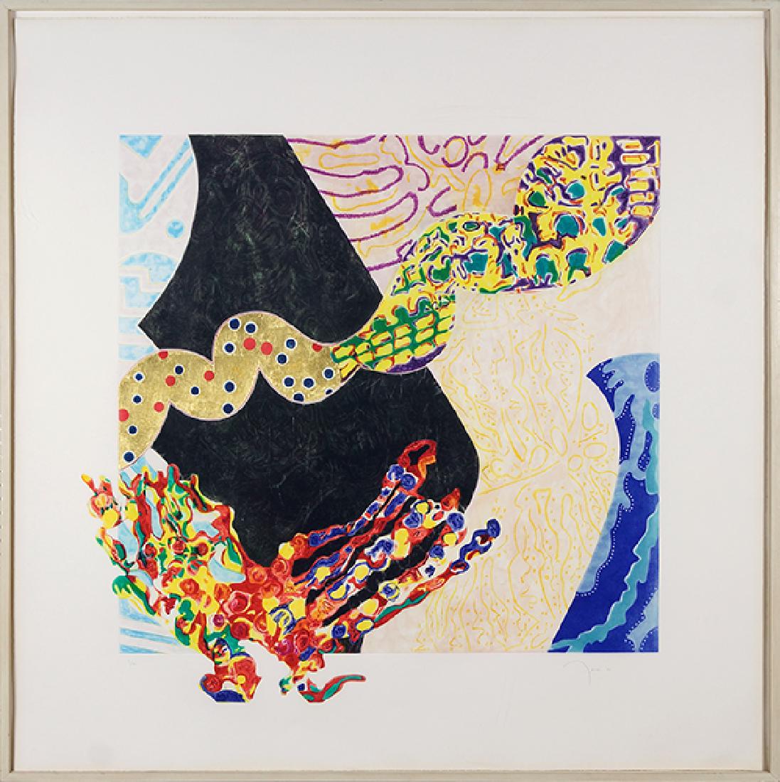 Nancy Graves (American, 1940-1995) Borborygmi.: Nancy Graves (American, 1940-1995) Borborygmi. Color aquatint, pencil signed lower right, dated '88, and numbered 4/50. Sheet measures 49.5" x 49" 37.25" x 37.75" Frame: 51.25" x 51"