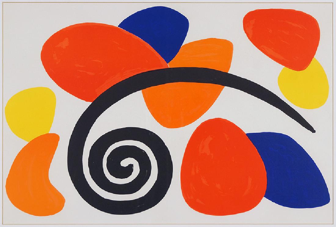 Alexander Calder (American, 1898-1976) Spiral: Alexander Calder (American, 1898-1976) Spiral Composition. Color lithograph dated to 1968, from the edition published in the October issue of 'Derriere le Miroir' (there were also 150 signed and numbe
