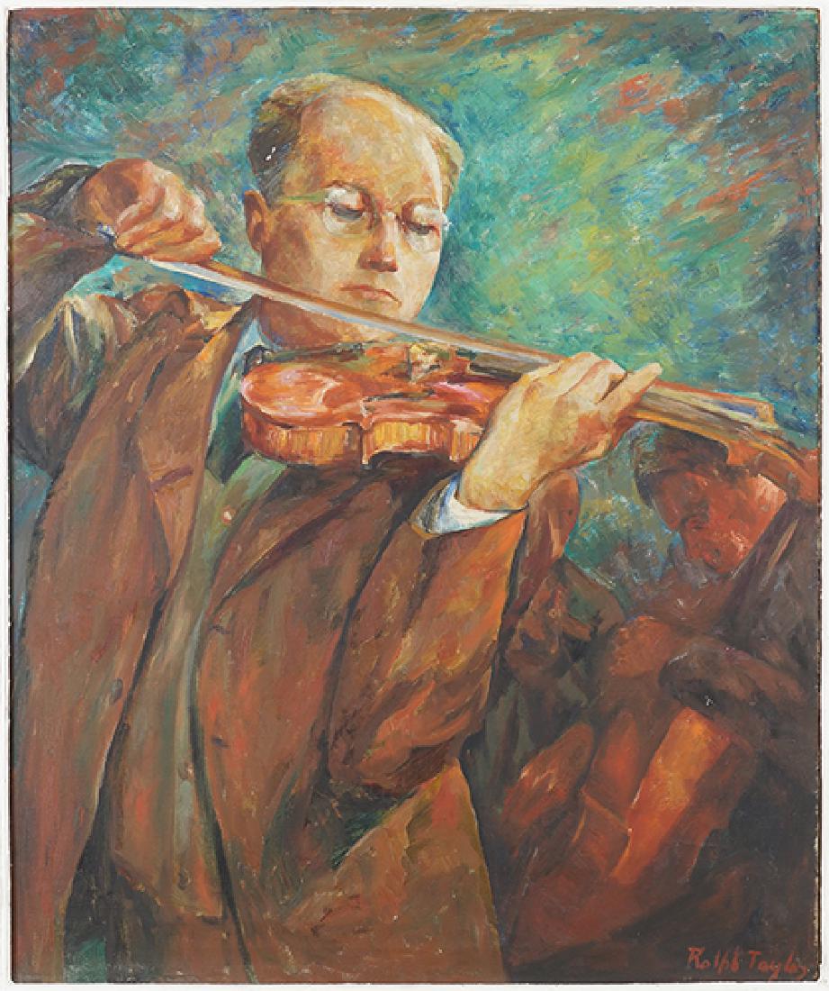 Ralph Taylor (Russian-American, 1896-1978) The Violin: Ralph Taylor (Russian-American, 1896-1978) The Violin Player. Oil on canvas, signed lower right 36" x 30" Frame: 39" x 33"
