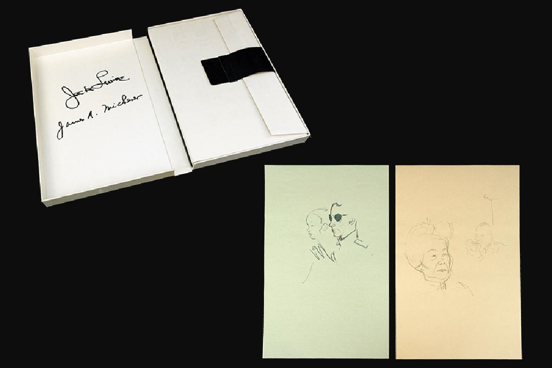 Jack Levine (American, 1915-2010) Facing East.: Jack Levine (American, 1915-2010) Facing East. 4 original lithographs, 53 out of the issued 54 watercolors, gouaches, and drawings printed by phototype and colored by hand in pochoir, and an original