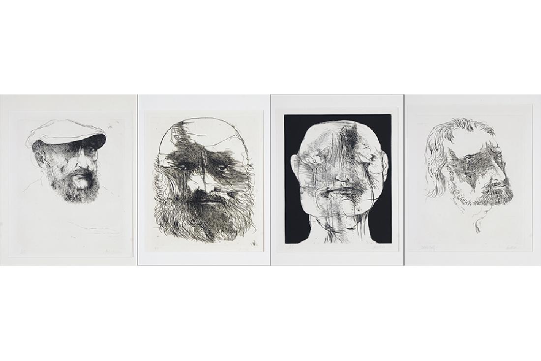 Leonard Baskin (American, 1922-2000) Four From Etchings: Leonard Baskin (American, 1922-2000) Four From Etchings Of Ten Favorite Artists. Includes 'Ernst Barlach', 'Rodolphe Bresdin', 'William Blake', and 'Matthias Gruenewald', all 1962, all pencil signed l