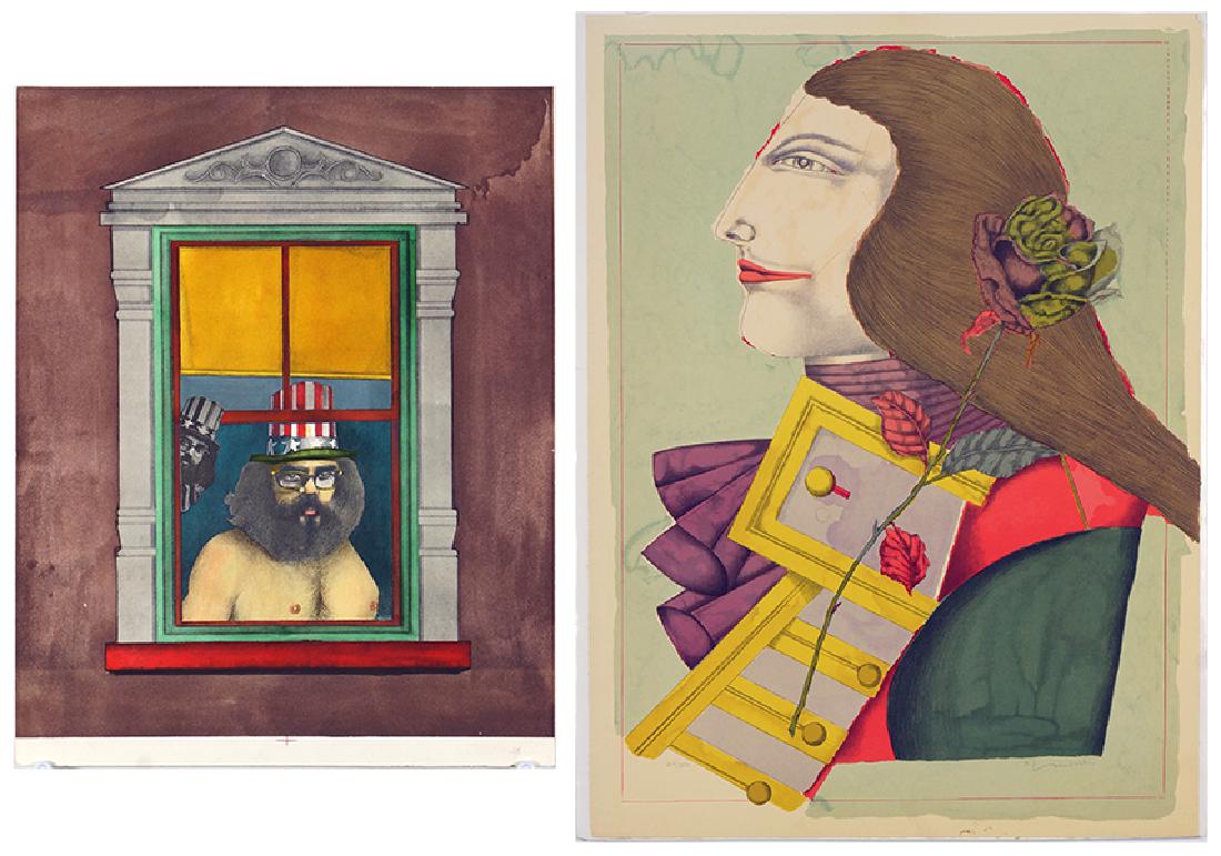 Richard Lindner (German-American, 1901-1978) Der Rosen: Richard Lindner (German-American, 1901-1978) Der Rosen Kavalier. Color lithograph, 1975, pencil signed lower right and numbered 210/250, unframed. Together with 'Allen Ginsburg', an unsigned proof imp