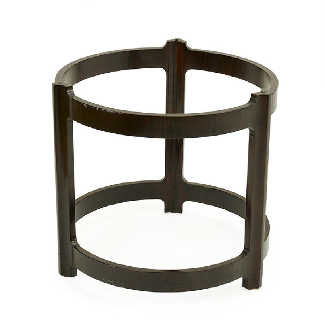 An Edward Wormley for Dunbar Occasional Table Base.: An Edward Wormley for Dunbar Occasional Table Base. Lacquered wood round table base, lacking glass top. Unmarked 18.75" x 20.5"