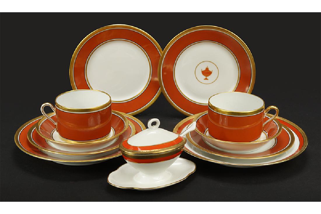 Two Richard Ginori Porcelain Partial Dinner Services.: Two Richard Ginori Porcelain Partial Dinner Services. Comprising four salad plates and six bread plates in the Contessa Rust pattern and six bread plates, eight fruit bowls, and seven coffee cups in t