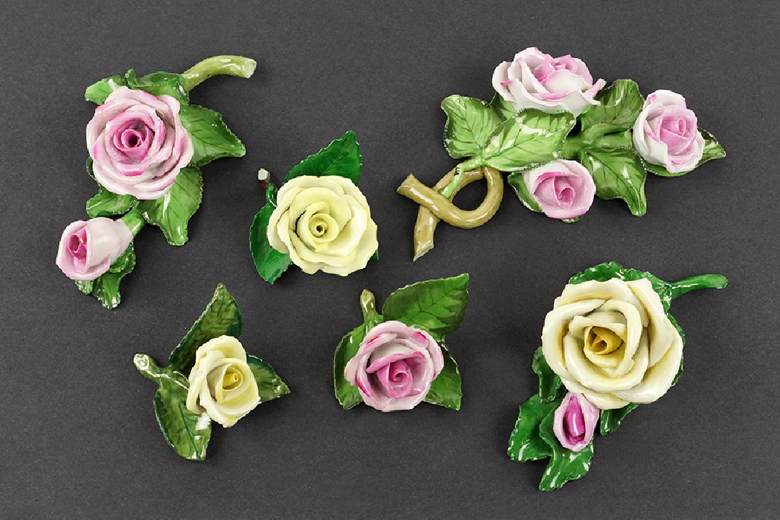 A Collection of Herend Porcelain Roses.: A Collection of Herend Porcelain Roses. Largest: 2" x 7" x 6.5" Smallest: 1.75" x 3" x 3.25"