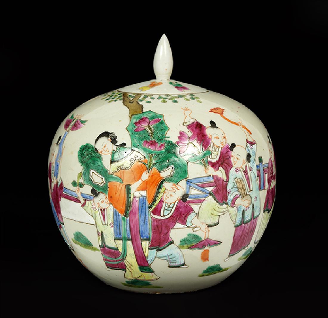 A Chinese Porcelain Ginger Jar.: A Chinese Porcelain Ginger Jar. 9.5" x 8"