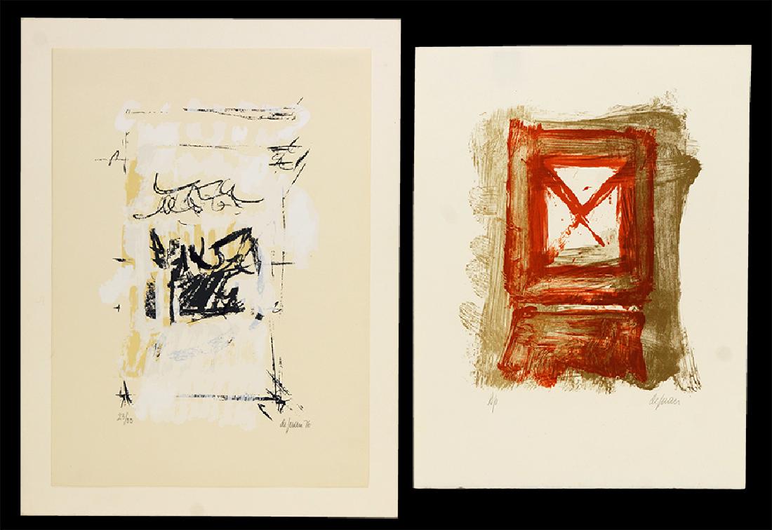 Ronaldo de Juan (Argentinian-American, 1931-1989) Title: Ronaldo de Juan (Argentinian-American, 1931-1989) Title Unknown. Two color lithographs, each pencil signed lower right, one dated '76 and numbered 23/35; the other 'AP', both unframed Larger: 12" x 8.