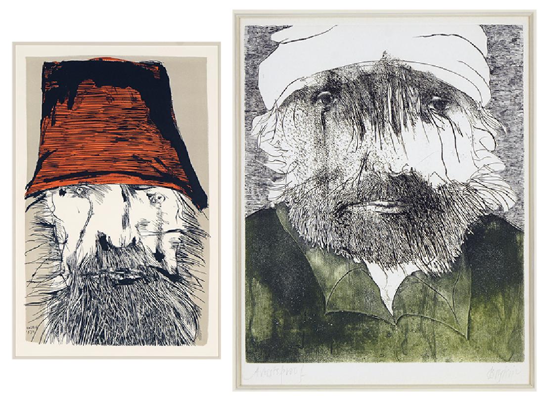 Leonard Baskin (American, 1922-2000) Hercules Seghers.: Leonard Baskin (American, 1922-2000) Hercules Seghers. Etching and aquatint in green and black, 1962, pencil signed lower right and inscribed Artist's Proof, Ref: Fern & O'Sullivan 432. Together with