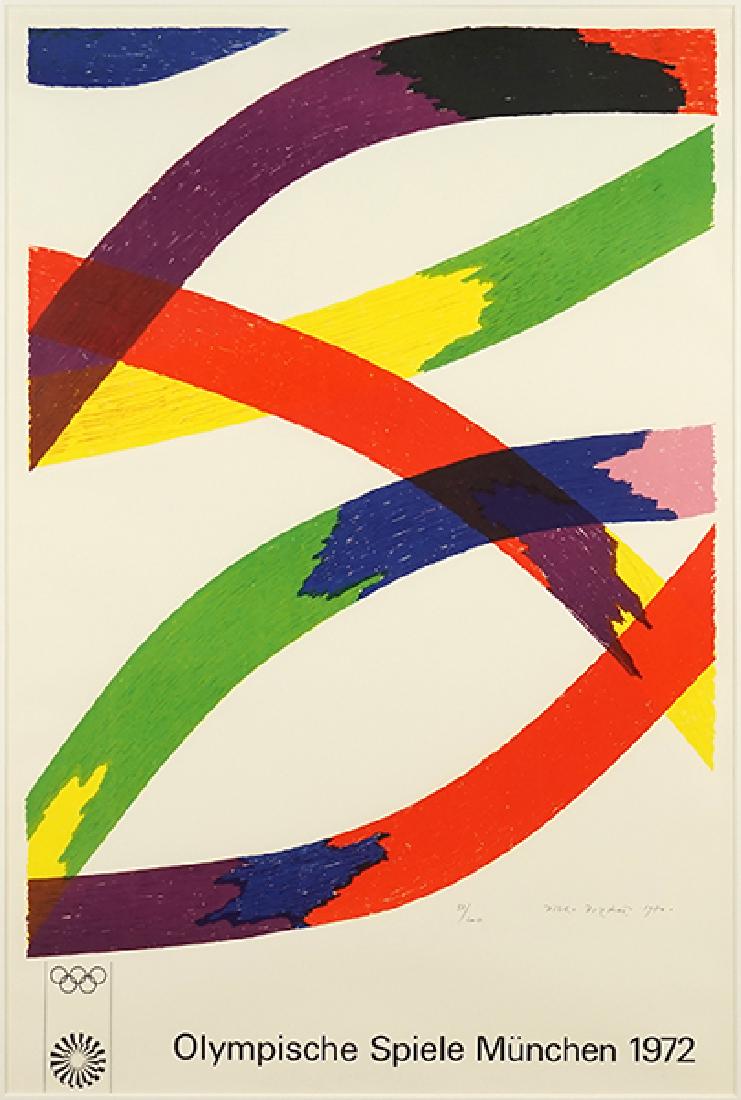 Piero D'Orazio (Italian, 1927-2005) Olympische Spiele: Piero D'Orazio (Italian, 1927-2005) Olympische Spiele Munchen, 1972. Color lithograph, pencil signed lower right, dated 1970, and numbered 51/200 34.25" x 25.25" Frame: 51.5" x 36"