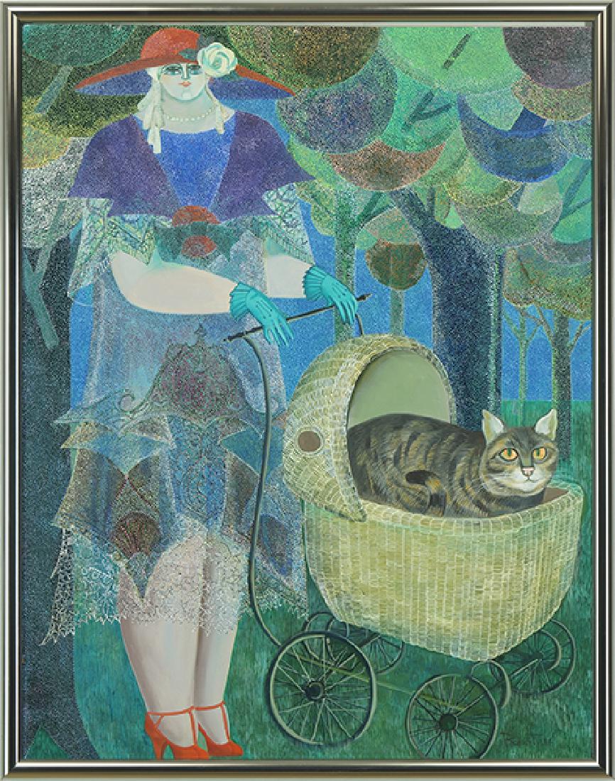 Robert Lee (American, B. 1921) Pramantics.: Robert Lee (American, B. 1921) Pramantics. Oil on masonite. Signed lower right Board: 28" x 22" Frame: 30.5" x 24"